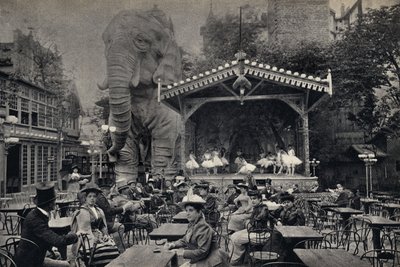 Populær livsscene ved Moulin Rouge i Paris. Fotografi, sent på 1800-tallet, Paris. Coll. Selva. av Unknown photographer