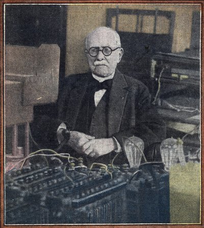 Portrett av fysikeren Edouard Branly (1844–1940) (Portrett av den franske oppfinneren og fysikeren Edouard Branly) Fra «Le pelerin», mai 1934. Privat samling. av Unknown photographer