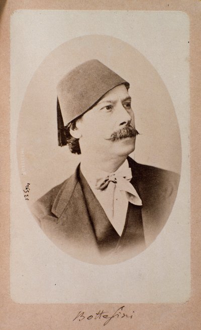 Portrett av italiensk dirigent, kontrabassmusiker og komponist Giovanni Bottesini (1821-1889) Fotografi. Bologna fra 1800-tallet, borgerlig musikalsk bibliografisk museum av Unknown photographer
