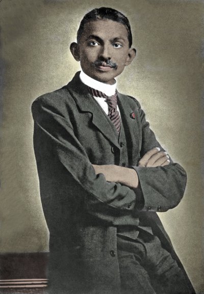 Portrett av politisk leder Mohandas Karamchand Gandhi (1869-1948) kjent som Mahatma, indisk politisk og åndelig leder av Unknown photographer