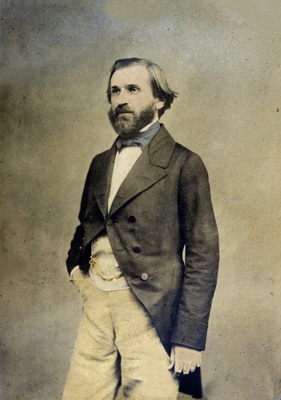 Portrett av den italienske komponisten Giuseppe Verdi (1813 - 1901). av Unknown photographer