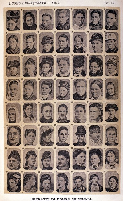 Portretter av kriminelle kvinner. Album med fotografier samlet av Cesare Lombroso (1835-1909), italiensk kriminolog: "" Den kriminelle mannen"" av Unknown photographer