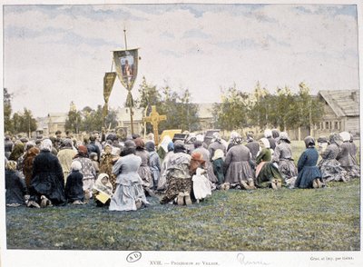 Prosesjon i landsbyen (Russland) - fotografering, slutten av 1800-tallet av Unknown photographer