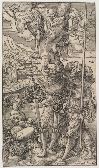 Leiesoldater og en kvinne med døden i et tre, 1524. av Urs I Graf