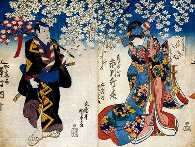 Shiki no Nagame Maru-ni-I no Toshi, Toshi-skuespiller, scene fra The Four Seasons av Utagawa Kunisada