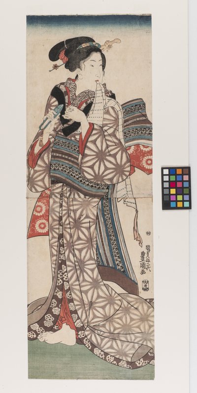 Frau, die Fingernägel schneidet, um 1845 von Utagawa (1786-1865) Kunisada