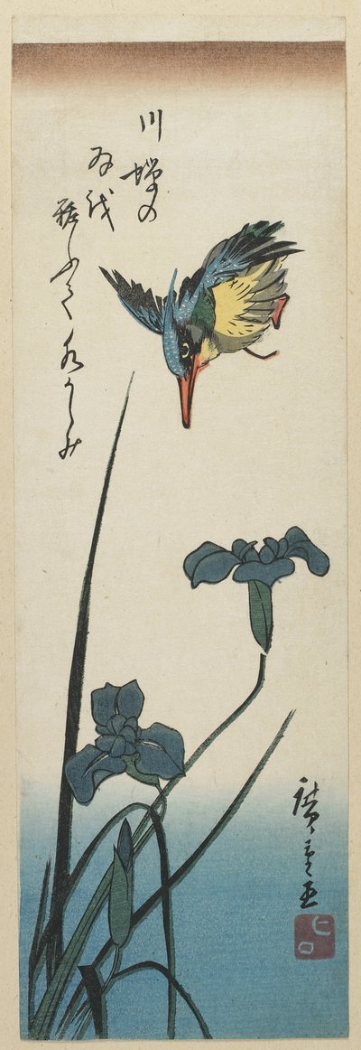 (Iris og Kingfisher), 1843-1847 av Utagawa Hiroshige