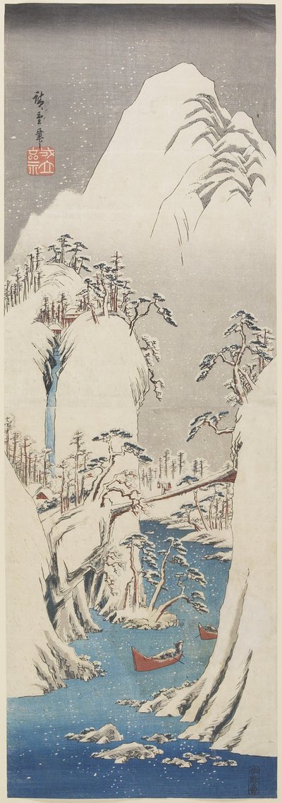 (Kiso Gorge in Snow), ca. 1840-1842 av Utagawa Hiroshige