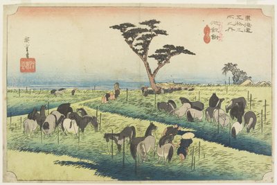 April Horse Fair, Chiryu_, ca. 1833 av Utagawa Hiroshige