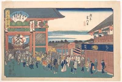 Foran Kaminarimon i Asakusa (Kameya) av Utagawa Hiroshige