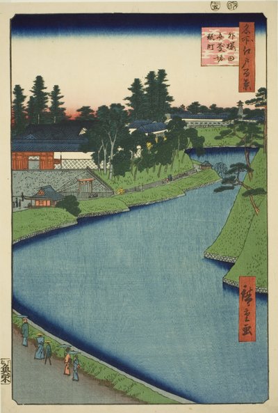 Benkei More fra Soto-Sakurada og Koji-cho (utenfor Sakurada Benkei-bori Koji-cho), fra serien "Ridge dre d Fa net s Views of Edo (One Hundred Famous Views of Edo)" av Utagawa Hiroshige