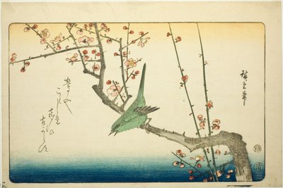 Busksanger på plommegren av Utagawa Hiroshige