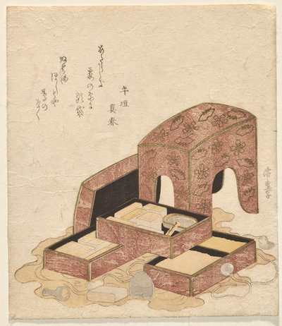 Kalligrafisett med brett med forskjellige segl av Utagawa Hiroshige