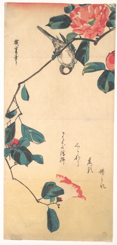 Kamelie und Gimpel av Utagawa Hiroshige