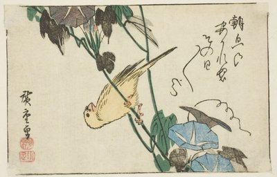 Kanarifugl og morgenfruer av Utagawa Hiroshige