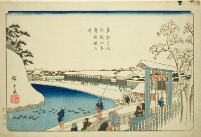 Cherry Well on the Benkei Moat outside Sakurada (Soto Sakurada Benkeibori sakura no i), from the series "Famous Places in the Eastern Capital (Toto meisho)" av Utagawa Hiroshige