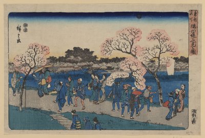 Chery b oso MS Aong g Sumida-elven. Illustrasjon av Sumida Hanami av Utagawa Hiroshige
