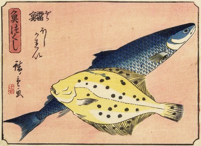 Torsk og kveite, 1830-1844 av Utagawa Hiroshige