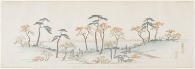 Fargede blader ved Kaianji-tempelet, 1837-1844 av Utagawa Hiroshige