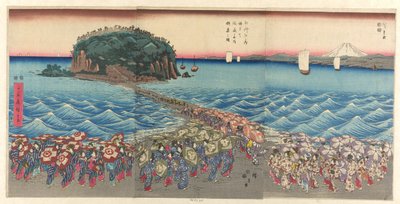 Crowd Viz Ching Benzaiten Shline på Enoshima Kazusa Sagami P Lovinse av Utagawa Hiroshige