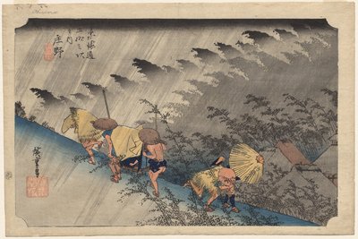 Driving Rain at Shono (Station 46) fra serien Fifty-Three Stations of the Tokaido av Utagawa Hiroshige