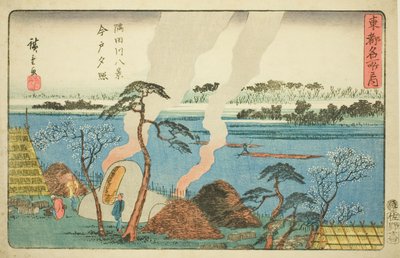 Åtte utsikt over Sumida-elven (Sumidagawa Hakkei, Imado Sekisho), fra serien "Toto Meisho No Uchi" av Utagawa Hiroshige