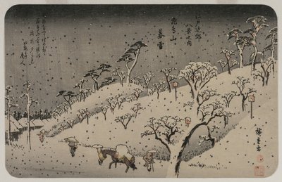 Evening Snow at Asuka Hill, fra serien Eight Views of the Environs of Edo av Utagawa Hiroshige