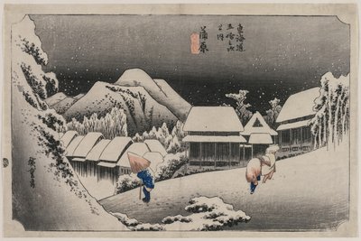 Evening Snow at Kambara (nummer seksten i serien Fifty-three Stations of the Tokaido) av Utagawa Hiroshige
