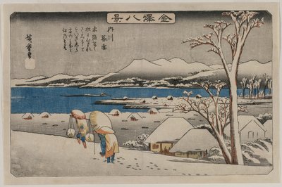 Evening Snow at Uchikawa, fra serien Eight Views of Kanazawa av Utagawa Hiroshige