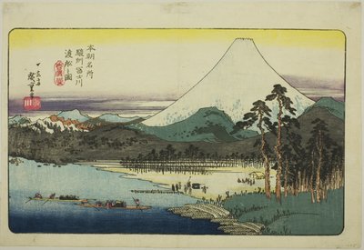 P Rovinse (bilde av Fujikawa Ferry), fra Teseries "Fa Nets P Backs of Japan (Honcho Famous Places)" av Utagawa Hiroshige