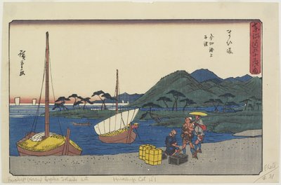Fergehavn ved Imagiri Beach, Maisaka, 1841-1842 av Utagawa Hiroshige