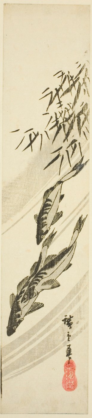 Fisk i en bekk av Utagawa Hiroshige