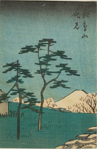 Flower Viewing at Asuka Hill (Asukayama hanami), del av et ark fra serien "Cutouts of Famous Places in Edo (Harimaze Koto meisho)" av Utagawa Hiroshige