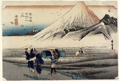 Fuji om morgenen, Hara, ca. 1833 av Utagawa Hiroshige