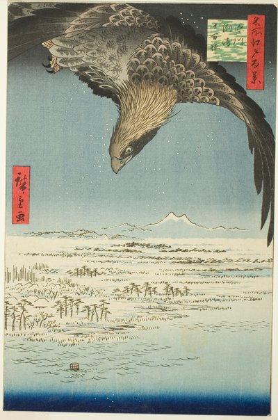 Fukagawa Susaki og Jumantsubo (Fukagawa Susaki Jumantsubo), fra serien kei)” av Utagawa Hiroshige