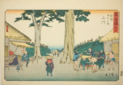 Futagawa: Sarugababa—av. 34, fra serien "fifty-tre staion s of te tkaid (tokaido gojusan next)" Kaido av Utagawa Hiroshige