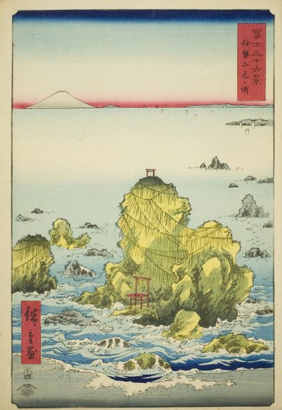 Futami Bay i Ise-provinsen (Ise Futamigaura), fra serien "Thirty-six Views of Mount Fuji (Fuji sanjurokkei)" av Utagawa Hiroshige