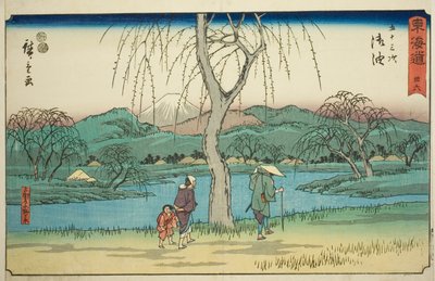 Goyu: Motono Plain langs den gamle veien (Kokaido Motonogahara) – nr. 36, fra serien "Fifty-three Stations of the Tokaido (Tokaido gojusan tsugi)," også kjent som Reisho Tokaido av Utagawa Hiroshige