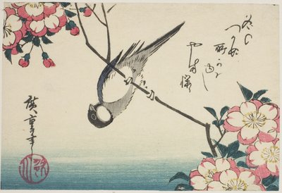 Pommemeis på kirsebærblomstgren av Utagawa Hiroshige