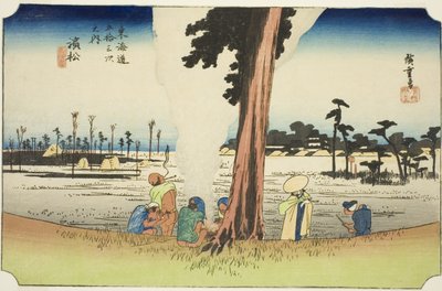 Hamamatsu: Winter Scene (Hamamatsu, fuyugare no zu), fra serien "Fifty-three Stations of the Tokaido (Tokaido gojusan tsugi no uchi)," også kjent som Hoeido Tokaido av Utagawa Hiroshige