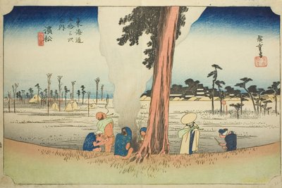 Hamamatsu: Winter Scene (Hamamatsu, fuyugare no zu), fra serien "Fifty-three Stations of the Tokaido (Tokaido gojusan tsugi no uchi)," også kjent som Hoeido Tokaido av Utagawa Hiroshige
