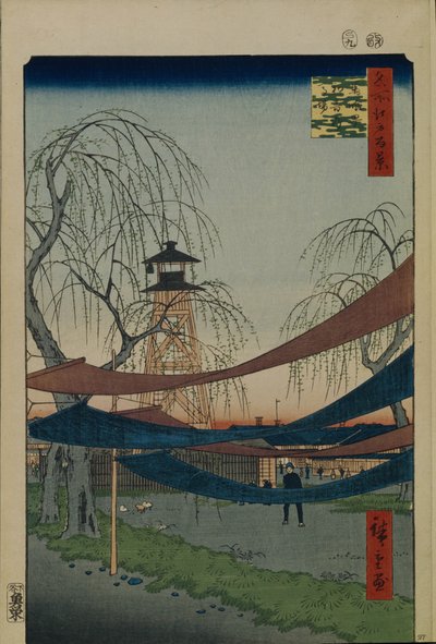 Hatsune ridebane i Bakuro-cho Hundred berømte utsikt over Edo, 1856–1858 av Utagawa Hiroshige