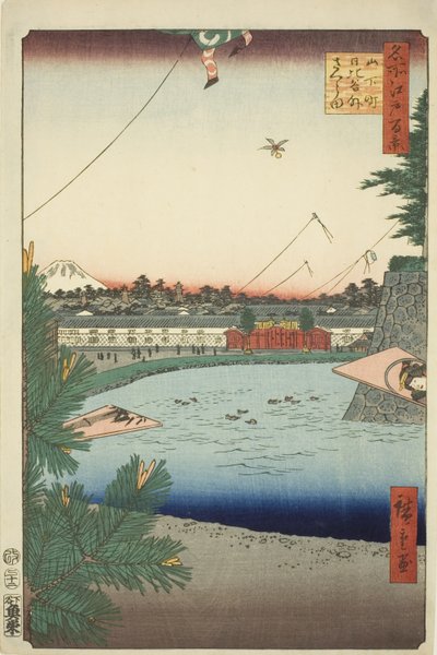 Hibiya plan d utenfor - Sakurada fra Yamashita - arbeid (Yamashita - arbeid Hibiya utenfor - Sakurada), fra seriens ``Ridge d re d fa net s view ws of Edo (Hundre berømte utsikt over Edo)
