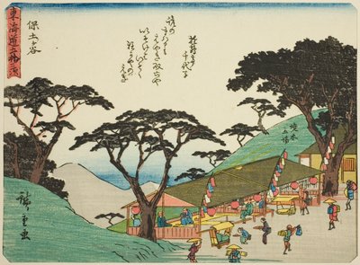 Hodogaya, fra serien "Fifty-three Stations of the Tokaido (Tokaido gojusan tsugi)," også kjent som Tokaido med dikt (Kyoka iri Tokaido) av Utagawa Hiroshige
