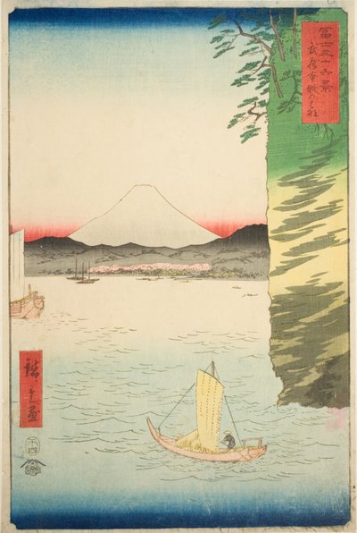 Honboku-medlem Musashi P Rovinse (Musashi Honmoku no Hana), fra Teseries ``Tyrty-Mr. av Utagawa Hiroshige