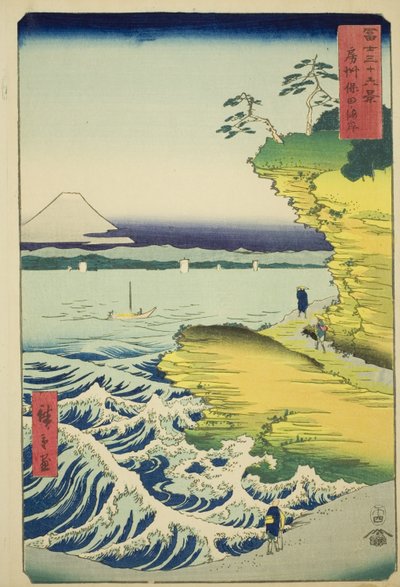 Hota Beach i Awa-provinsen (Boshu Hota no kaigan), fra serien "Thirty-six Views of Mount Fuji (Fuji sanjurokkei)" av Utagawa Hiroshige