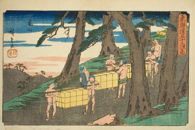 Kameyama, fra seriens "fifty-tres tachi-lyd s f te urban grad (bygrad hovedfjell)," av Utagawa Hiroshige