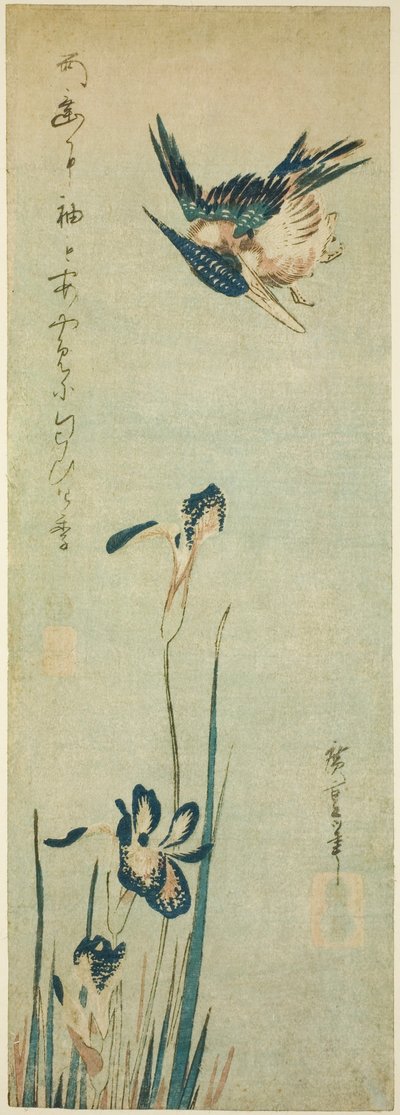 Kingfisher og iris av Utagawa Hiroshige