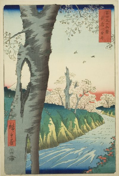 Koganei i Musashi-provinsen (Musashi Koganei), fra serien "Thirty-six Views of Mount Fuji (Fuji sanjurokkei)" av Utagawa Hiroshige