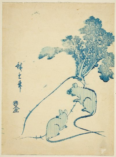 Mus og reddik av Utagawa Hiroshige